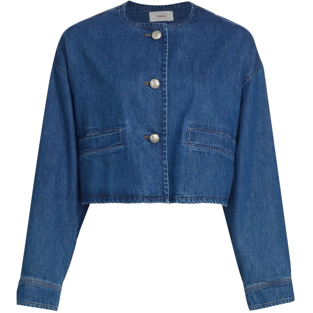 Xirena Paley Cropped Denim Boxy Oversized Jacket-Blue Jay-Womens Sze S-NWOT $345 - Picture 1 of 16